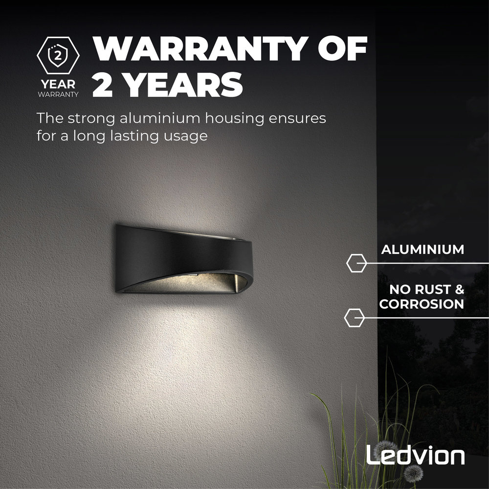 Ledvion LED Wandlamp Atlas - Zwart - 3000K - 6W Ledvion LED Wandlamp Atlas - Zwart - 3000K - 6W