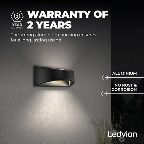 Ledvion LED Wandlamp Atlas - Zwart - 3000K - 6W Ledvion LED Wandlamp Atlas - Zwart - 3000K - 6W