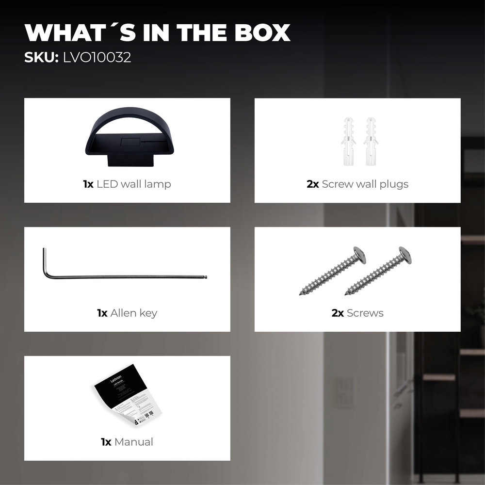 Ledvion LED Wandlamp Atlas - Zwart - 3000K - 6W Ledvion LED Wandlamp Atlas - Zwart - 3000K - 6W