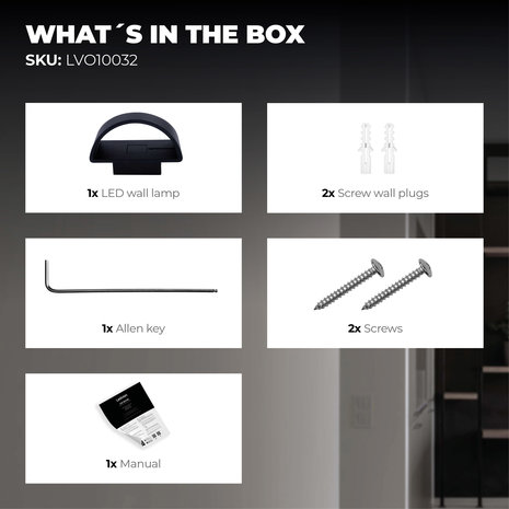 Ledvion LED Wandlamp Atlas - Zwart - 3000K - 6W Ledvion LED Wandlamp Atlas - Zwart - 3000K - 6W