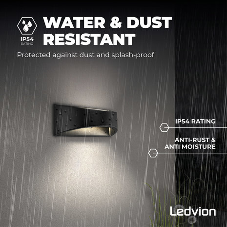 Ledvion LED Wandlamp Atlas - Zwart - 3000K - 6W Ledvion LED Wandlamp Atlas - Zwart - 3000K - 6W
