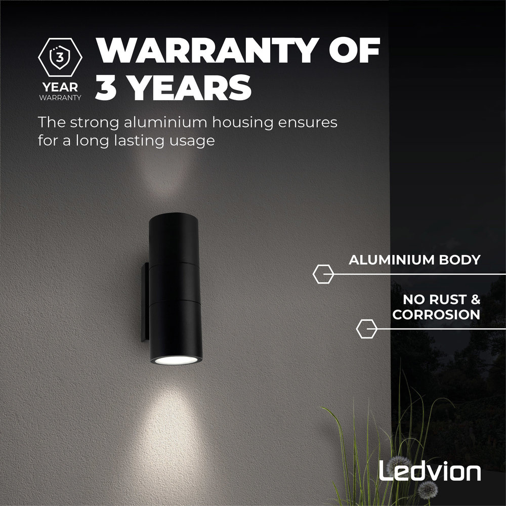 Ledvion LED Wandlamp Up & Down  Telesto - Zwart - GU10
