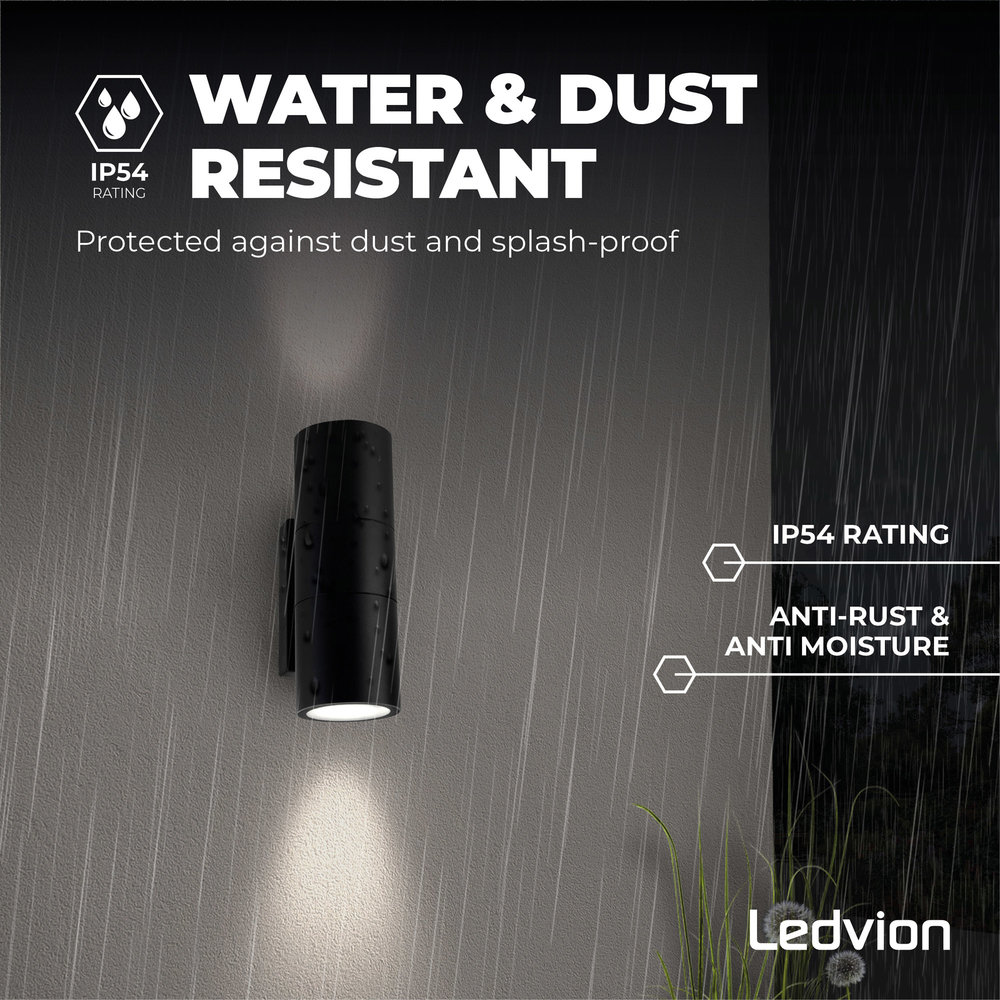 Ledvion LED Wandlamp Up & Down  Telesto - Zwart - GU10