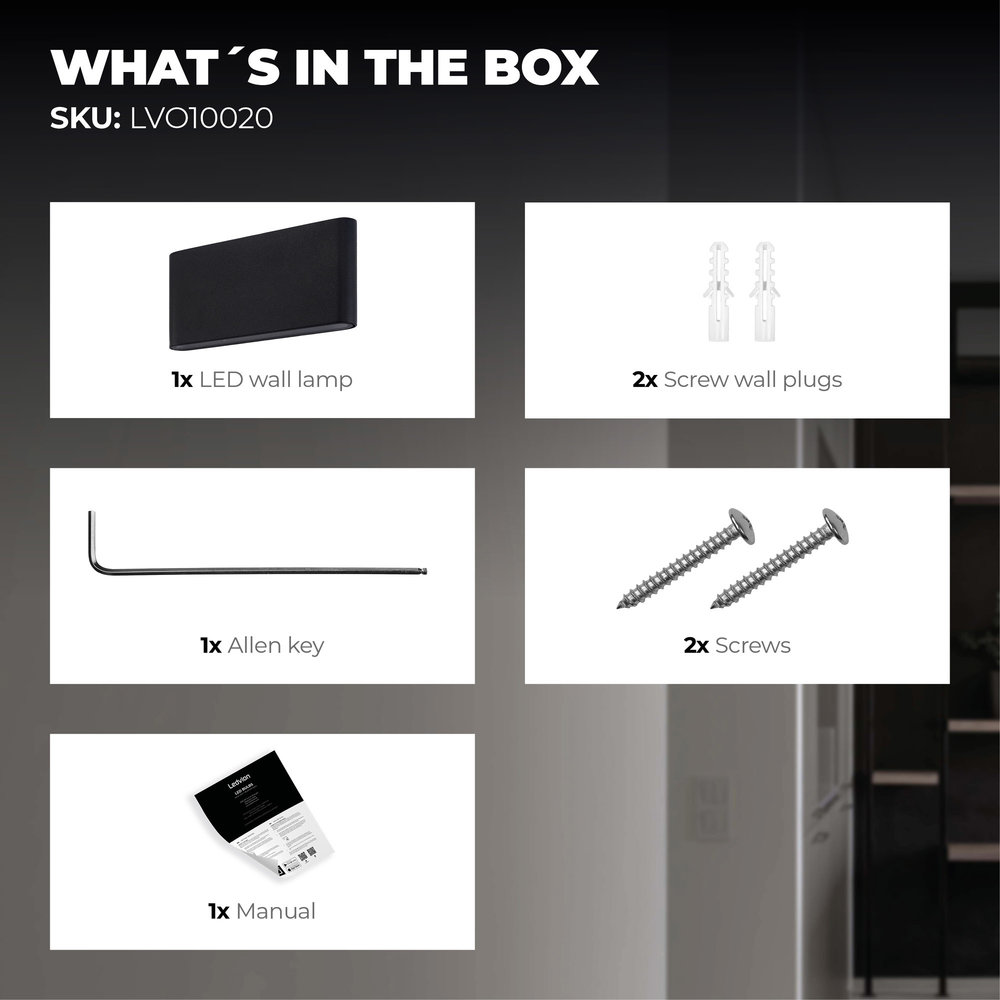 Ledvion LED Wandlamp Buiten Mira M Zwart - 3000K - 12W - IP54 Ledvion LED Wandlamp Buiten Mira M Zwart - 3000K - 12W - IP54