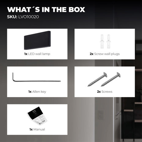 Ledvion LED Wandlamp Buiten Mira M Zwart - 3000K - 12W - IP54 Ledvion LED Wandlamp Buiten Mira M Zwart - 3000K - 12W - IP54