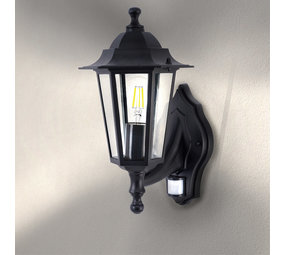 Ledvion Buitenlamp Met Sensor - Zwart Klassiek - E27 Fitting - IP44