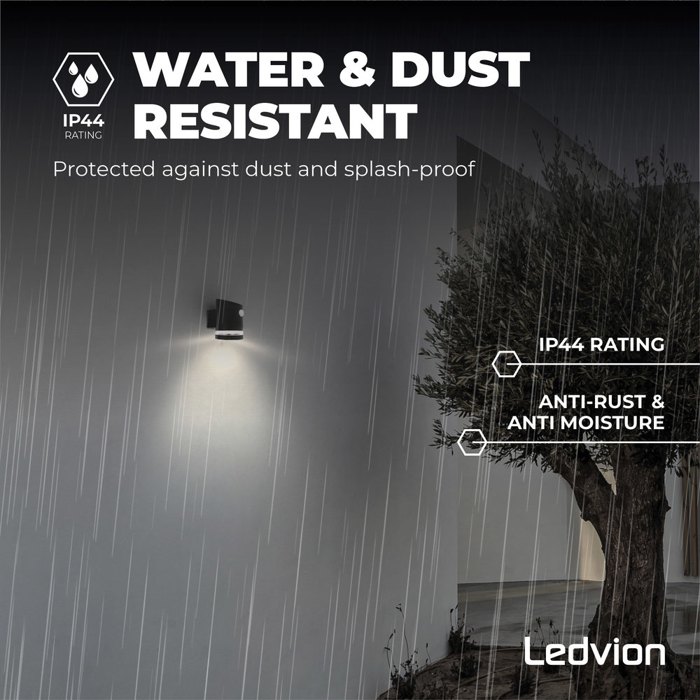 Ledvion Solar Wandlamp Met Sensor Elara - 3000K - 150 Lumen - Zwart Ledvion Solar Wandlamp Met Sensor Elara - 3000K - 150 Lumen - Zwart
