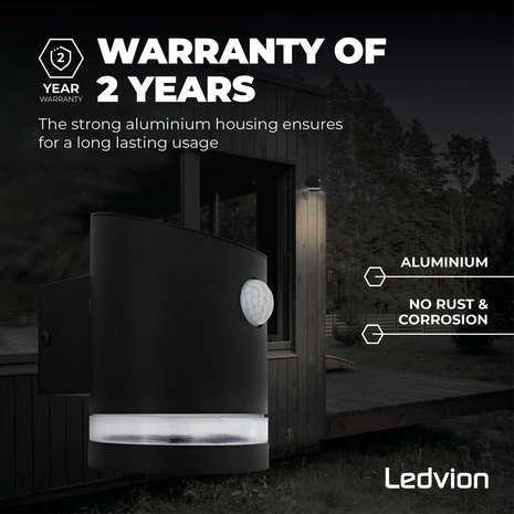 Ledvion Solar Wandlamp Met Sensor Elara - 3000K - 150 Lumen - Zwart Ledvion Solar Wandlamp Met Sensor Elara - 3000K - 150 Lumen - Zwart