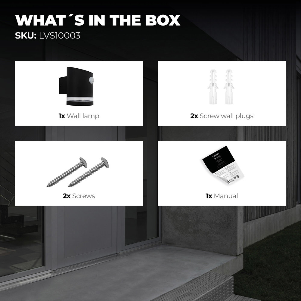 Ledvion Solar Wandlamp Met Sensor Elara - 3000K - 150 Lumen - Zwart Ledvion Solar Wandlamp Met Sensor Elara - 3000K - 150 Lumen - Zwart