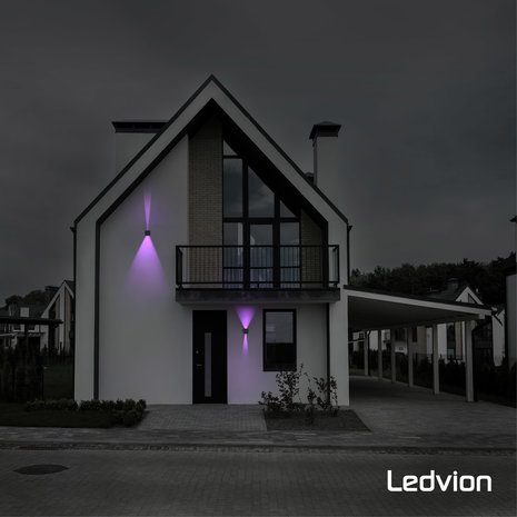 Ledvion Smart LED Wandlamp buiten - Nevada zwart 6,5W - RGBWW - IP54