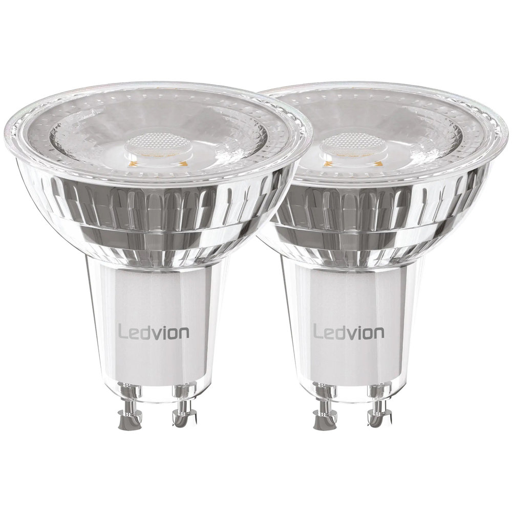 Ledvion 2x Dimbare GU10 LED Spot - 5W - 4000K - 345 Lumen - Full Glass Ledvion 2x Dimbare GU10 LED Spot - 5W - 4000K - 345 Lumen - Full Glass