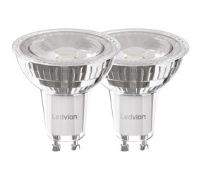 Ledvion 2x Dimbare GU10 LED Spot - 5W - 6500K - 345 Lumen - Full Glass