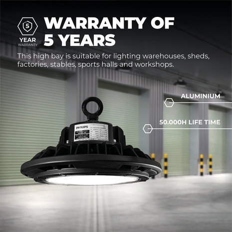 Ledvion LED High Bay 100W - Philips Driver - 120° - 160lm/W - 4000K - IP65 - Dimbaar - 5 Jaar Garantie Ledvion LED High Bay 100W - Philips Driver - 120° - 160lm/W - 4000K - IP65 - Dimbaar - 5 Jaar Garantie