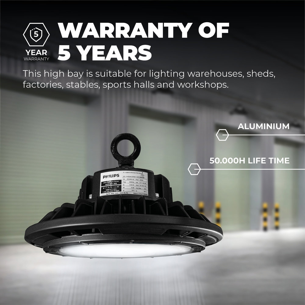 Ledvion LED High Bay 200W - Philips Driver - 120° - 160lm/W - 6000K - IP65 - Dimbaar - 5 Jaar Garantie Ledvion LED High Bay 200W - Philips Driver - 120° - 160lm/W - 6000K - IP65 - Dimbaar - 5 Jaar Garantie