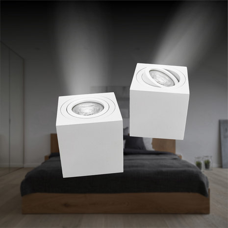 Ledvion LED Opbouwspot - Vierkant - Wit - Kantelbaar - IP20 - Excl. GU10 spot Ledvion LED Opbouwspot - Vierkant - Wit - Kantelbaar - IP20 - Excl. GU10 spot