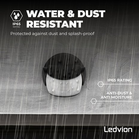 Ledvion Zwarte Opbouw Bewegingssensor 180° Met Schemerschakelaar 12M Bereik Max. 600W IP65