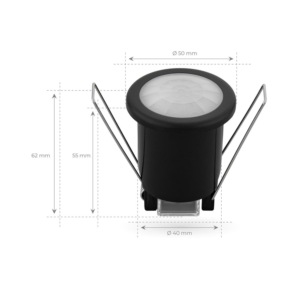 Ledvion Zwarte Inbouw Bewegingssensor 360° Met Schemerschakelaar 8M Bereik