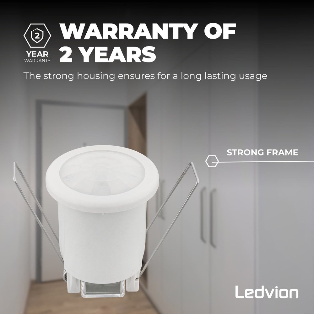Ledvion Witte Inbouw Bewegingssensor 360° Met Schemerschakelaar 8M Bereik