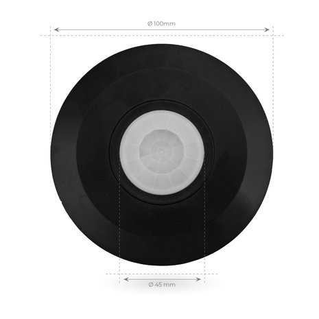 Ledvion Zwarte Opbouw Bewegingssensor 360° Met Schemerschakelaar 8M Bereik Ledvion Zwarte Opbouw Bewegingssensor 360° Met Schemerschakelaar 8M Bereik