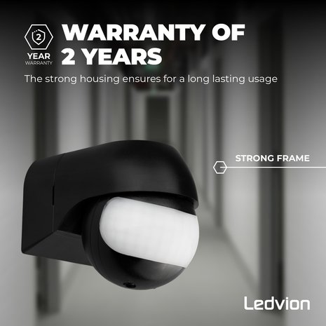 Ledvion Zwarte Opbouw Bewegingssensor 180° Met Schemerschakelaar 12M Bereik Max. 400W Ledvion Zwarte Opbouw Bewegingssensor 180° Met Schemerschakelaar 12M Bereik Max. 400W