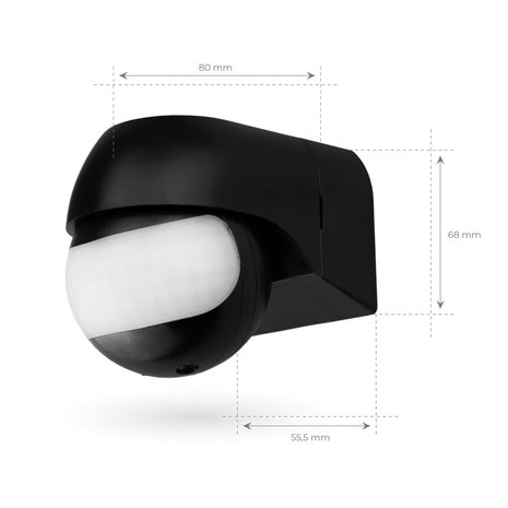 Ledvion Zwarte Opbouw Bewegingssensor 180° Met Schemerschakelaar 12M Bereik Max. 400W Ledvion Zwarte Opbouw Bewegingssensor 180° Met Schemerschakelaar 12M Bereik Max. 400W
