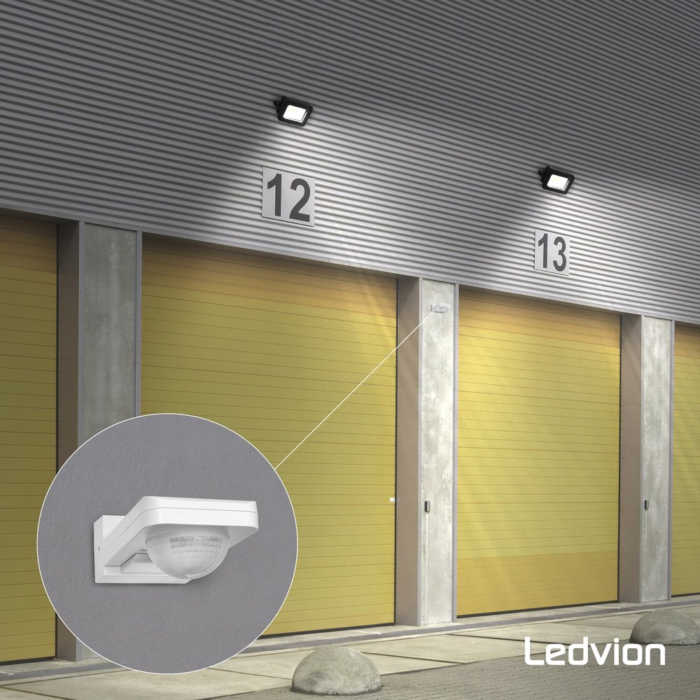 Ledvion Witte Opbouw Bewegingssensor 360° Met Schemerschakelaar 20M Bereik - IP65 Ledvion Witte Opbouw Bewegingssensor 360° Met Schemerschakelaar 20M Bereik - IP65