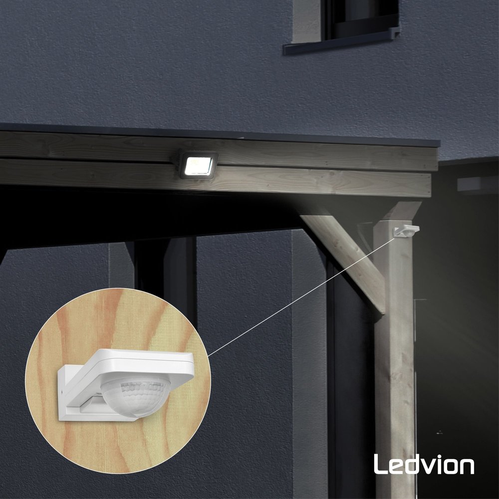 Ledvion Witte Opbouw Bewegingssensor 360° Met Schemerschakelaar 20M Bereik - IP65 Ledvion Witte Opbouw Bewegingssensor 360° Met Schemerschakelaar 20M Bereik - IP65