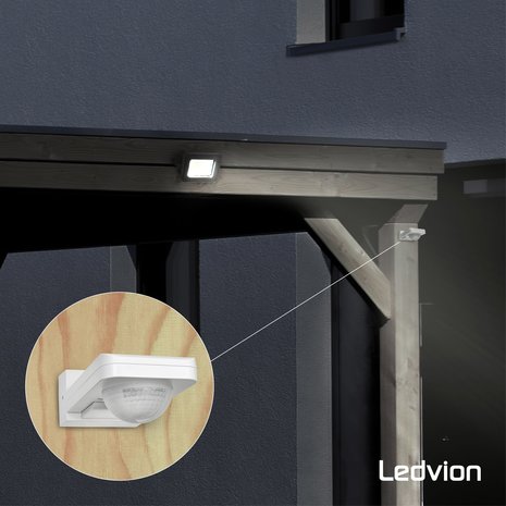Ledvion Witte Opbouw Bewegingssensor 360° Met Schemerschakelaar 20M Bereik - IP65 Ledvion Witte Opbouw Bewegingssensor 360° Met Schemerschakelaar 20M Bereik - IP65