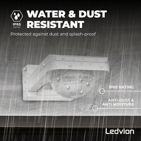 Ledvion Witte Opbouw Bewegingssensor 360° Met Schemerschakelaar 20M Bereik - IP65 Ledvion Witte Opbouw Bewegingssensor 360° Met Schemerschakelaar 20M Bereik - IP65