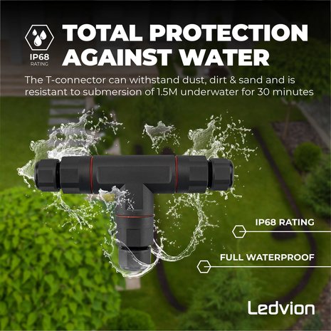 Ledvion IP 68 Connector T-vorm Waterdicht