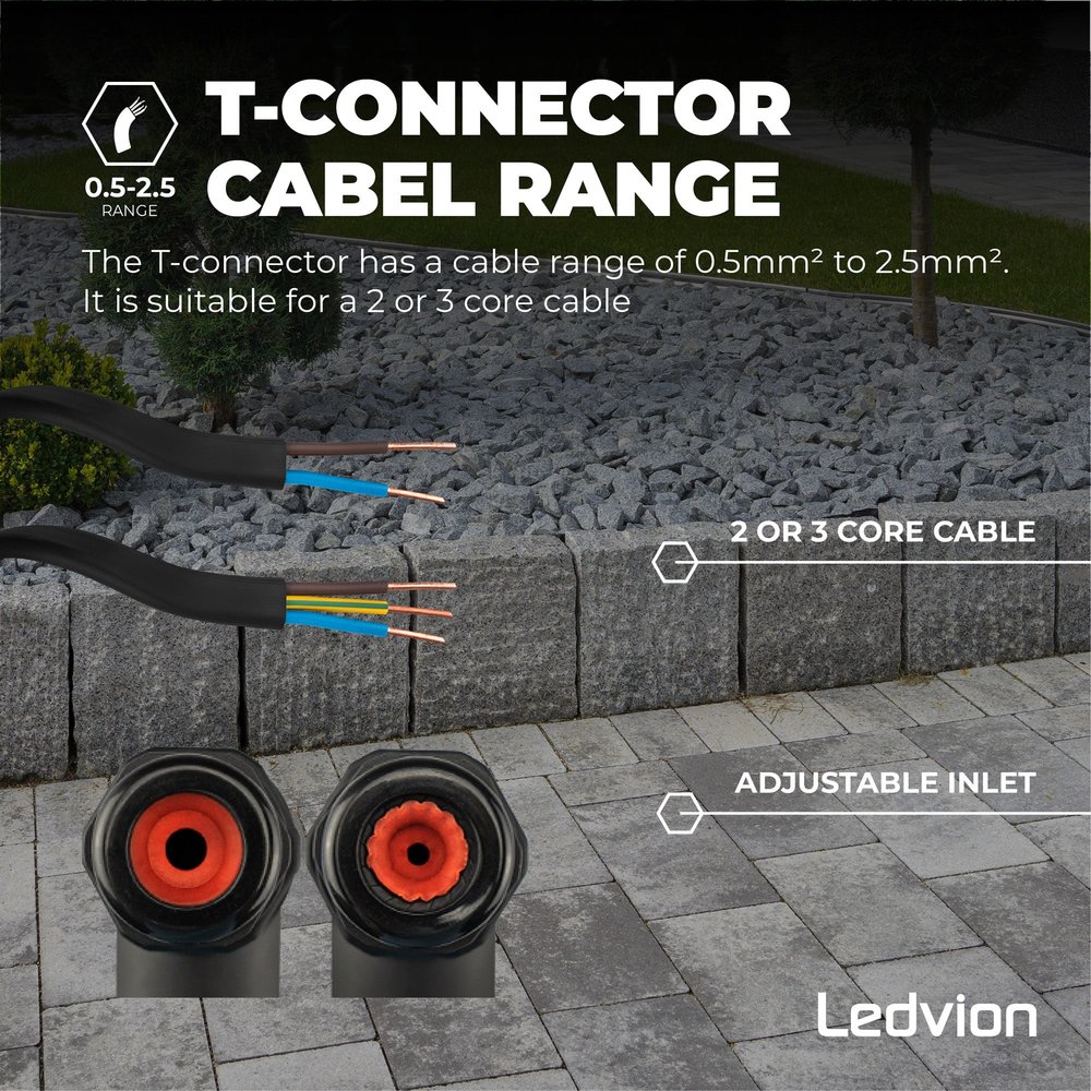 Ledvion IP 68 Connector T-vorm Waterdicht