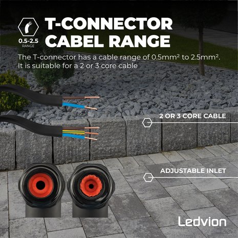 Ledvion IP 68 Connector T-vorm Waterdicht