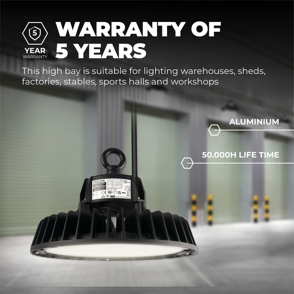 Ledvion LED High Bay 100W - Philips Driver - 120° - 175lm/W - 4000K - IP65 - Dimbaar - 5 Jaar Garantie