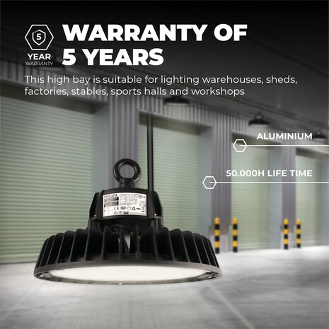 Ledvion LED High Bay 100W - Philips Driver - 120° - 175lm/W - 6500K - IP65 - Dimbaar - 5 Jaar Garantie Ledvion LED High Bay 100W - Philips Driver - 120° - 175lm/W - 6500K - IP65 - Dimbaar - 5 Jaar Garantie