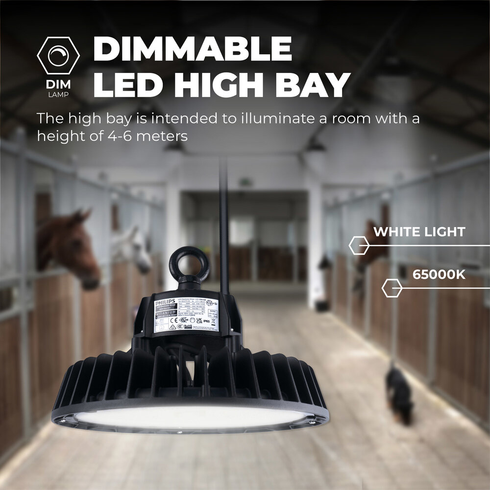Ledvion LED High Bay 200W - Philips Driver - 120° - 175lm/W - 6500K - IP65 - Dimbaar - 5 Jaar Garantie Ledvion LED High Bay 200W - Philips Driver - 120° - 175lm/W - 6500K - IP65 - Dimbaar - 5 Jaar Garantie