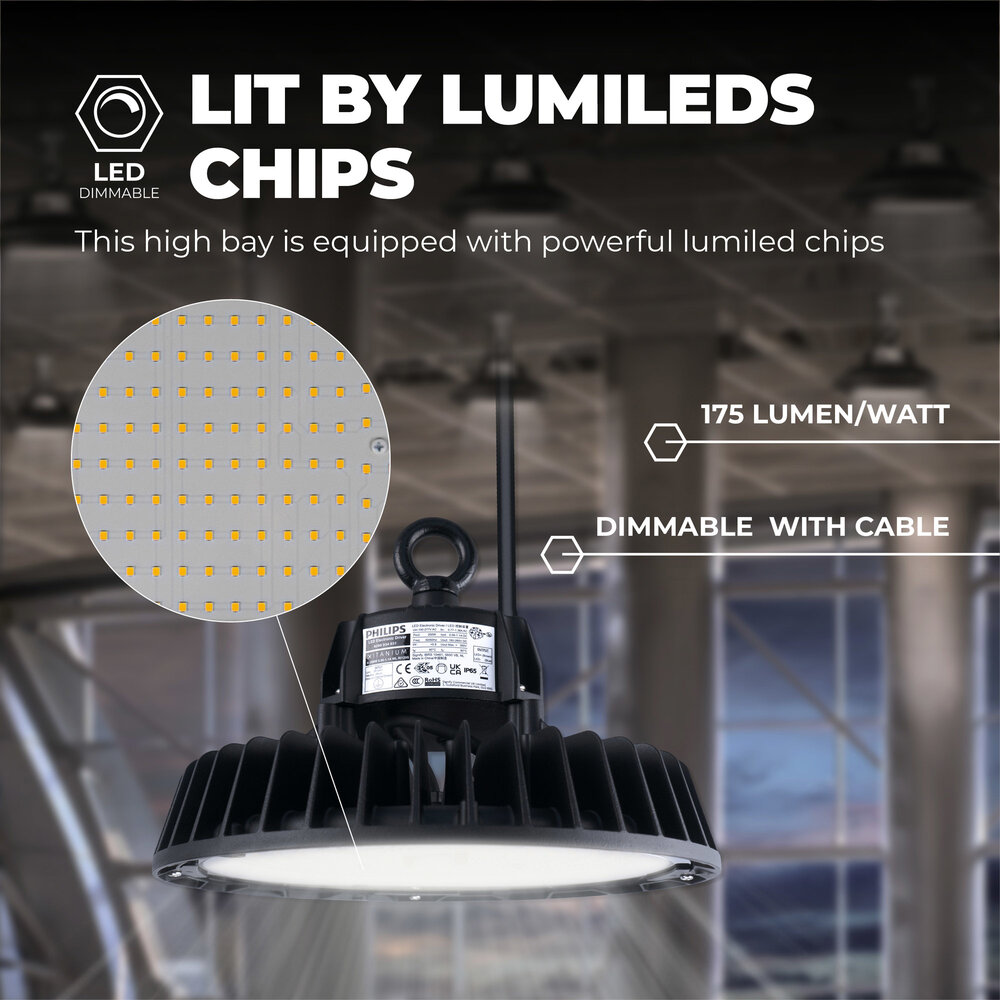 Ledvion LED High Bay 240W - Philips Driver - 120° - 175lm/W - 4000K - IP65 - Dimbaar - 5 Jaar Garantie Ledvion LED High Bay 240W - Philips Driver - 120° - 175lm/W - 4000K - IP65 - Dimbaar - 5 Jaar Garantie