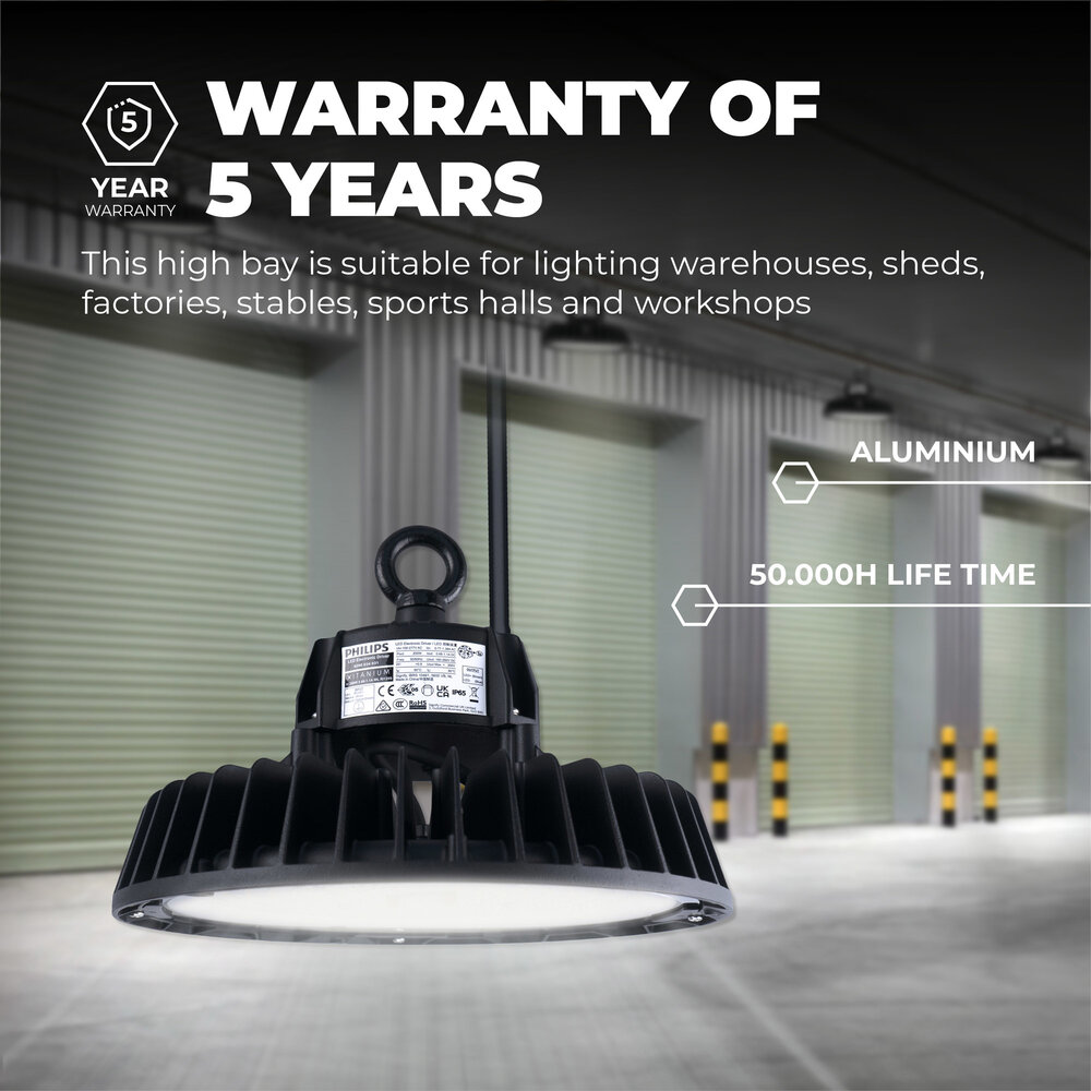 Ledvion LED High Bay 240W - Philips Driver - 120° - 175lm/W - 6500K - IP65 - Dimbaar - 5 Jaar Garantie Ledvion LED High Bay 240W - Philips Driver - 120° - 175lm/W - 6500K - IP65 - Dimbaar - 5 Jaar Garantie