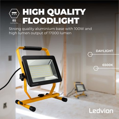 Ledvion LED Bouwlamp 100W - 120lm/W - 12000 Lumen - 6500K Ledvion LED Bouwlamp 100W - 120lm/W - 12000 Lumen - 6500K