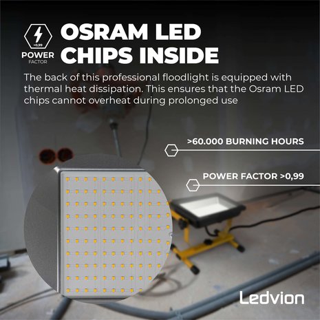 Ledvion LED Bouwlamp 50W - 120lm/W - 6000 Lumen - 6500K