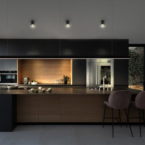 Ledvion GU10 Opbouwspot Rond -  GU10 Fitting - Zwart - ø80mm