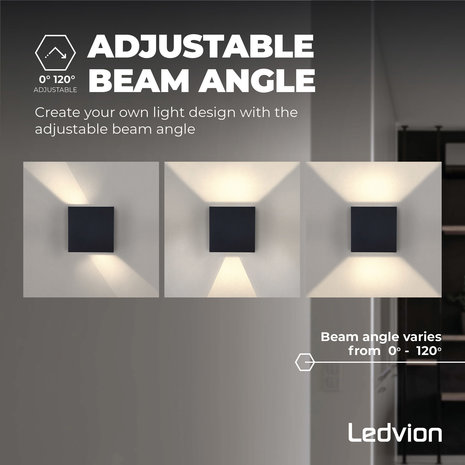 Ledvion LED Wandlamp Buiten Zwart - Tweezijdig - 3000K -  6W
