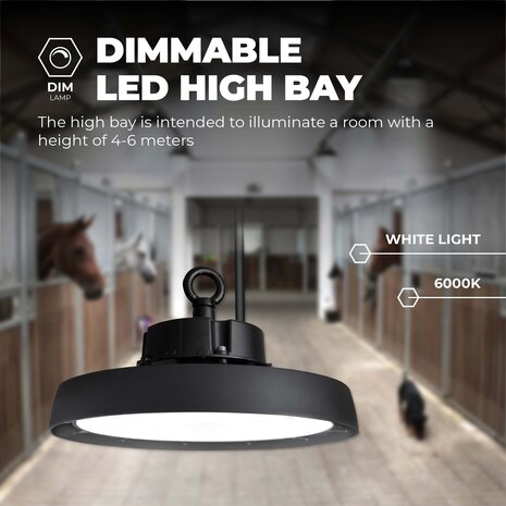 Ledvion LED High Bay 100W – Energieklasse A - 120° - 192lm/W - 6000K - IP65 - Dimbaar - 5 Jaar Garantie