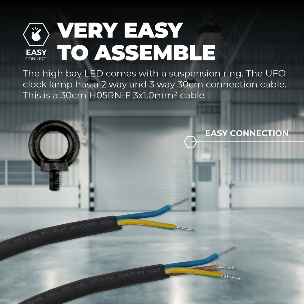 Ledvion LED High Bay 100W – Energieklasse A - 120° - 192lm/W - 6000K - IP65 - Dimbaar - 5 Jaar Garantie