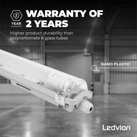 Ledvion LED TL Armatuur 120CM - 18W - 3330 Lumen - 4000K - High Efficiency - Energie Label B - IP65 - Incl. LED TL