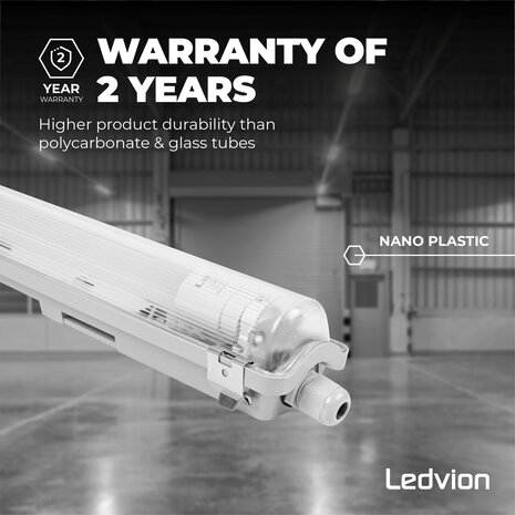 Ledvion LED TL Armatuur 150CM - 28W  - 5180 Lumen - 6500K - High Efficiency - Energie Label B - IP65 - Incl. LED TL