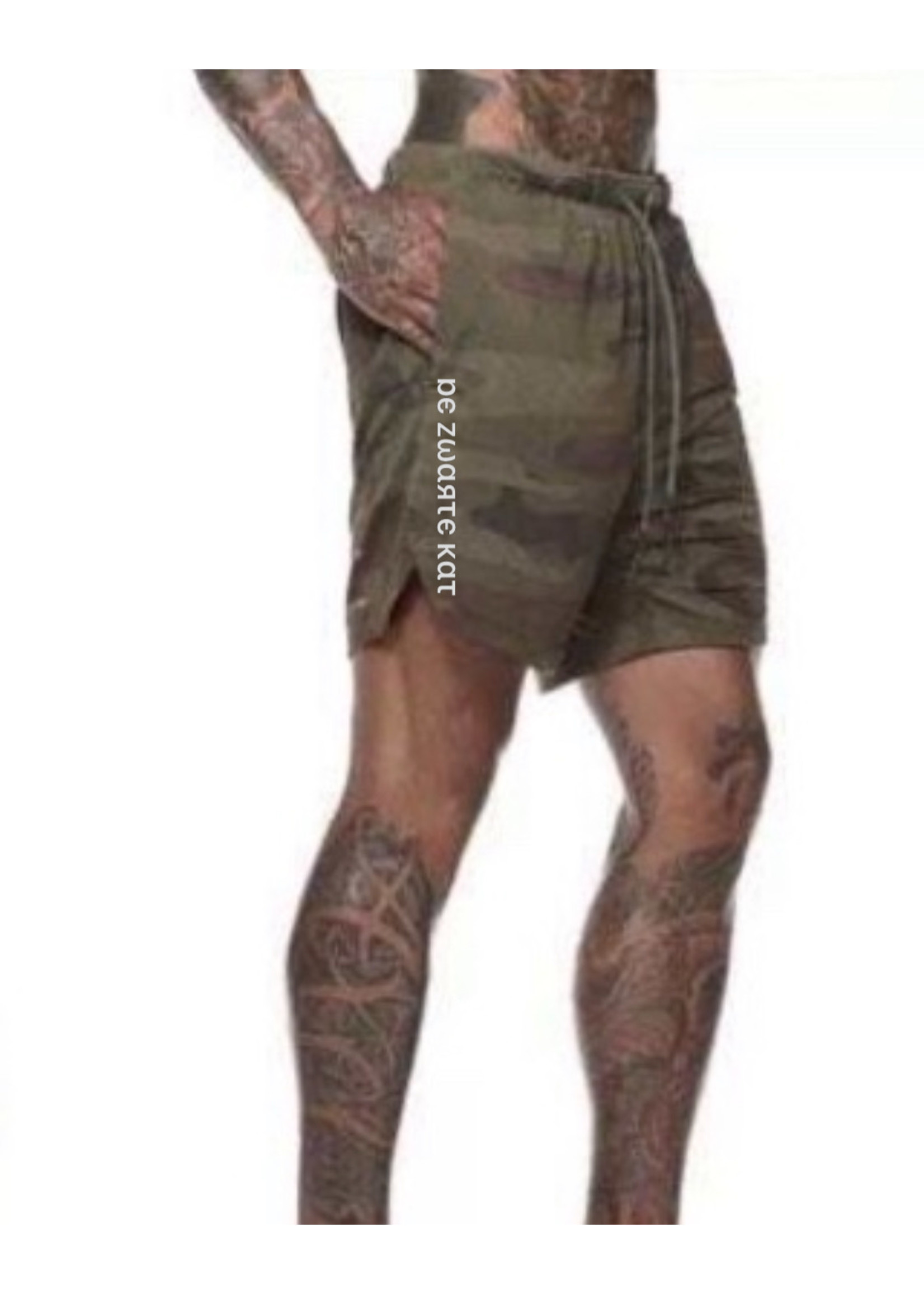 De zwarte kat Gym Wear Cross Shorts Heren Running Shorts Met Innerlijke Compressie Shorts Voor Mannen