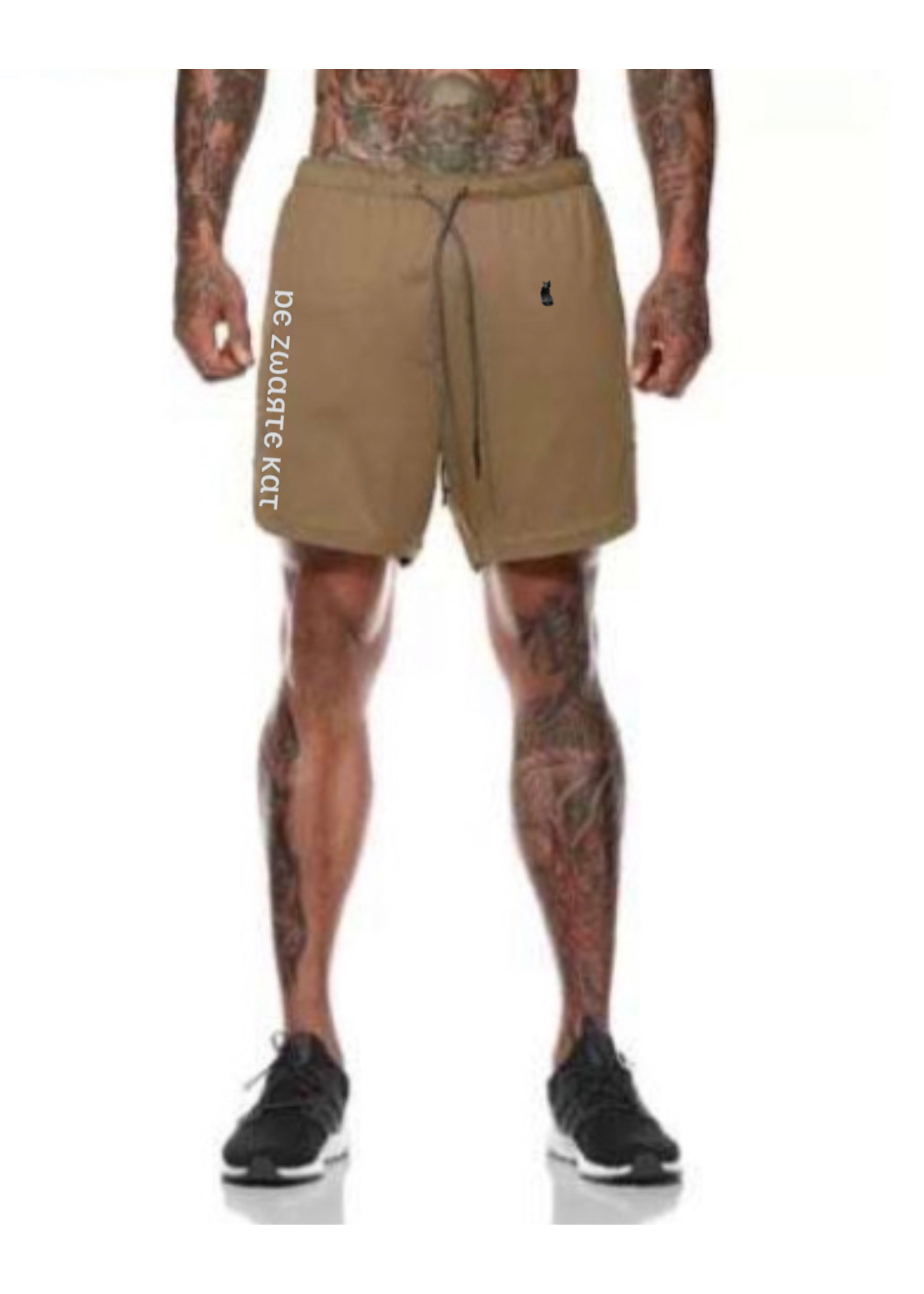 De zwarte kat Gym Wear Cross Shorts Heren Running Shorts Met Innerlijke Compressie Shorts Voor Mannen