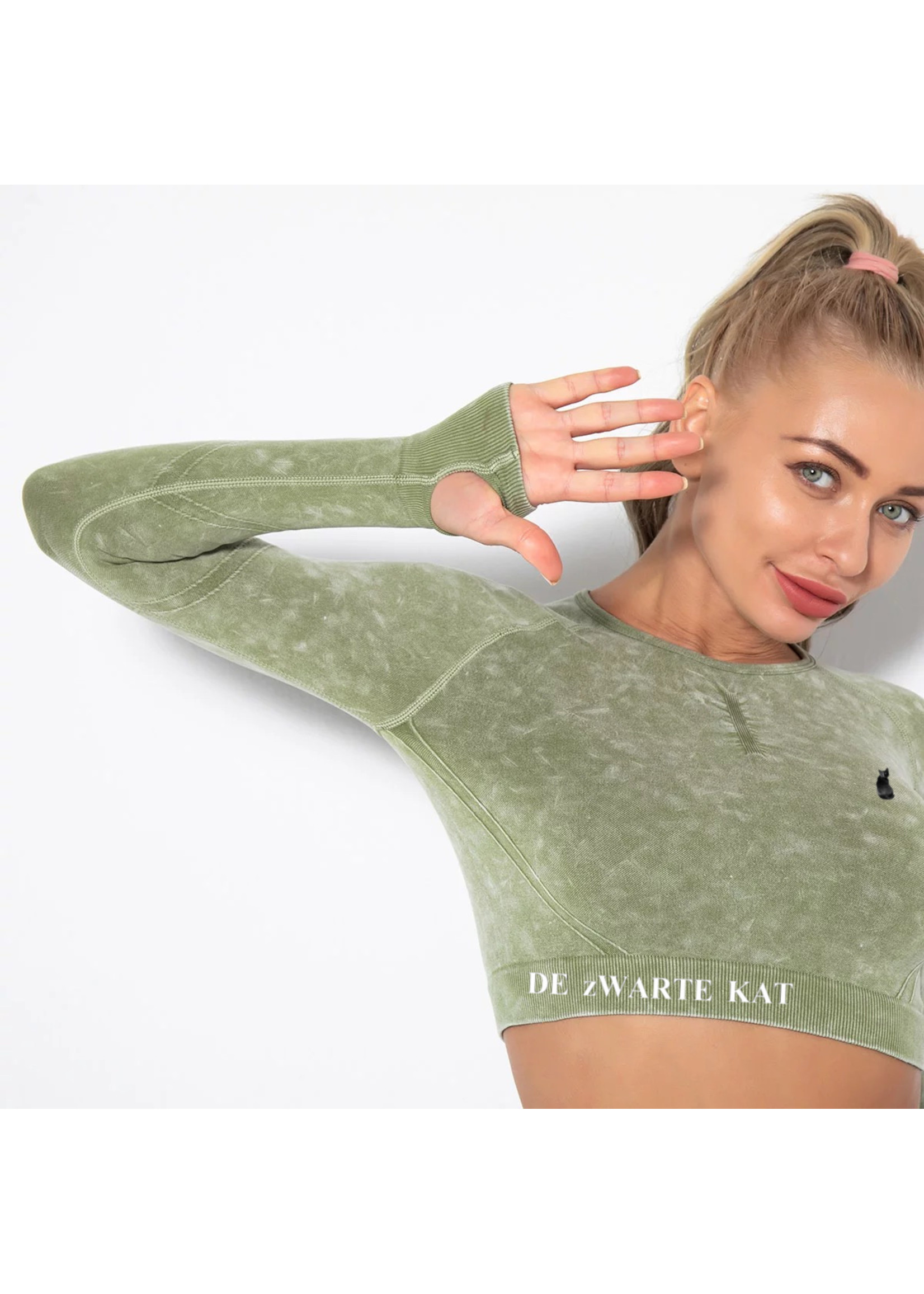 De zwarte kat Fitness Lange Mouwen Sport Top Scrunch Butt Leggings Naadloze Yoga Set Gym Wear Running Kleding Kleding