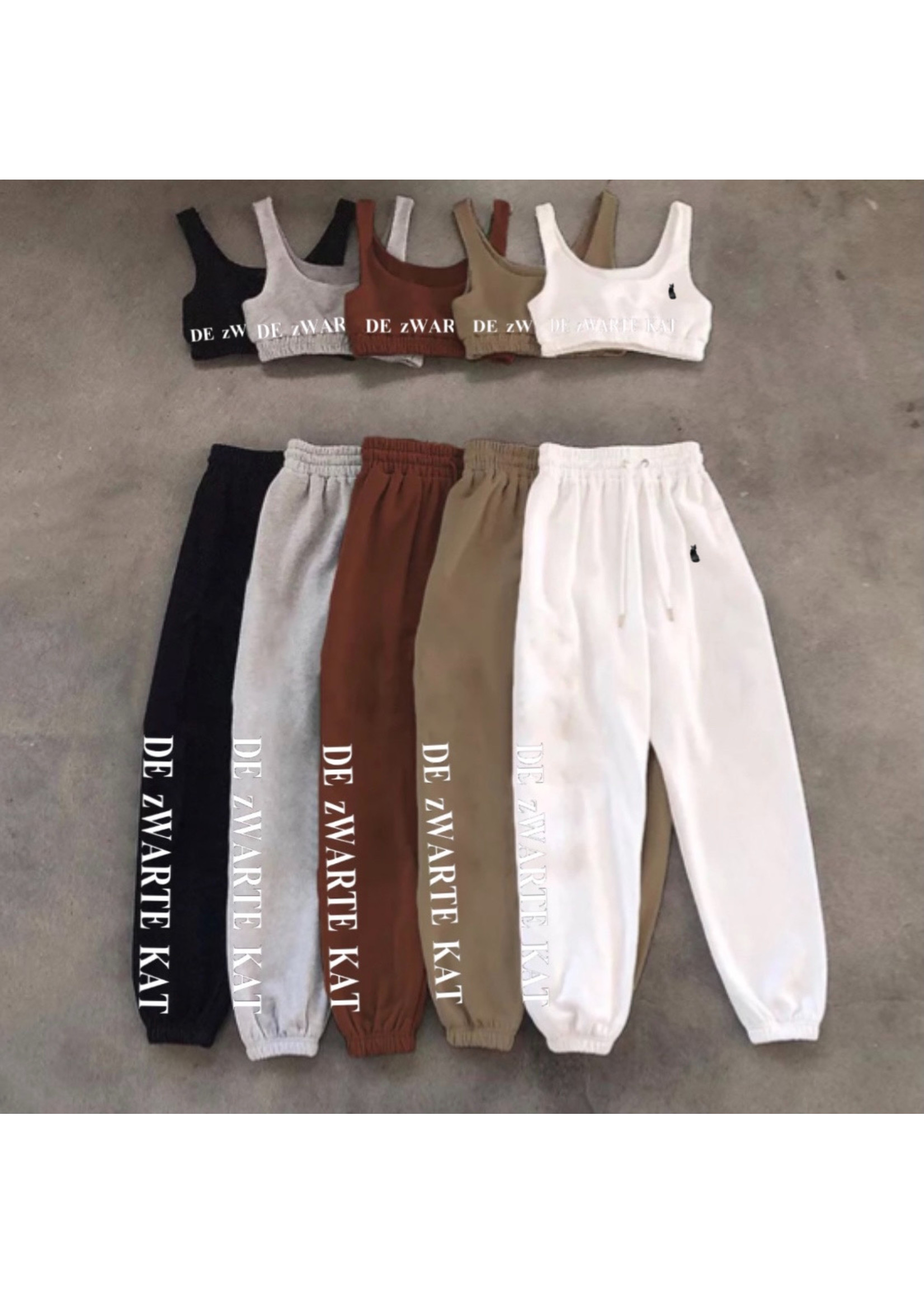 De zwarte kat Hoge Kwaliteit 2 Stuk Crop Top En Twee Stuk Broek Set Comfy Katoen Workout Womens 2 delige Set Broek