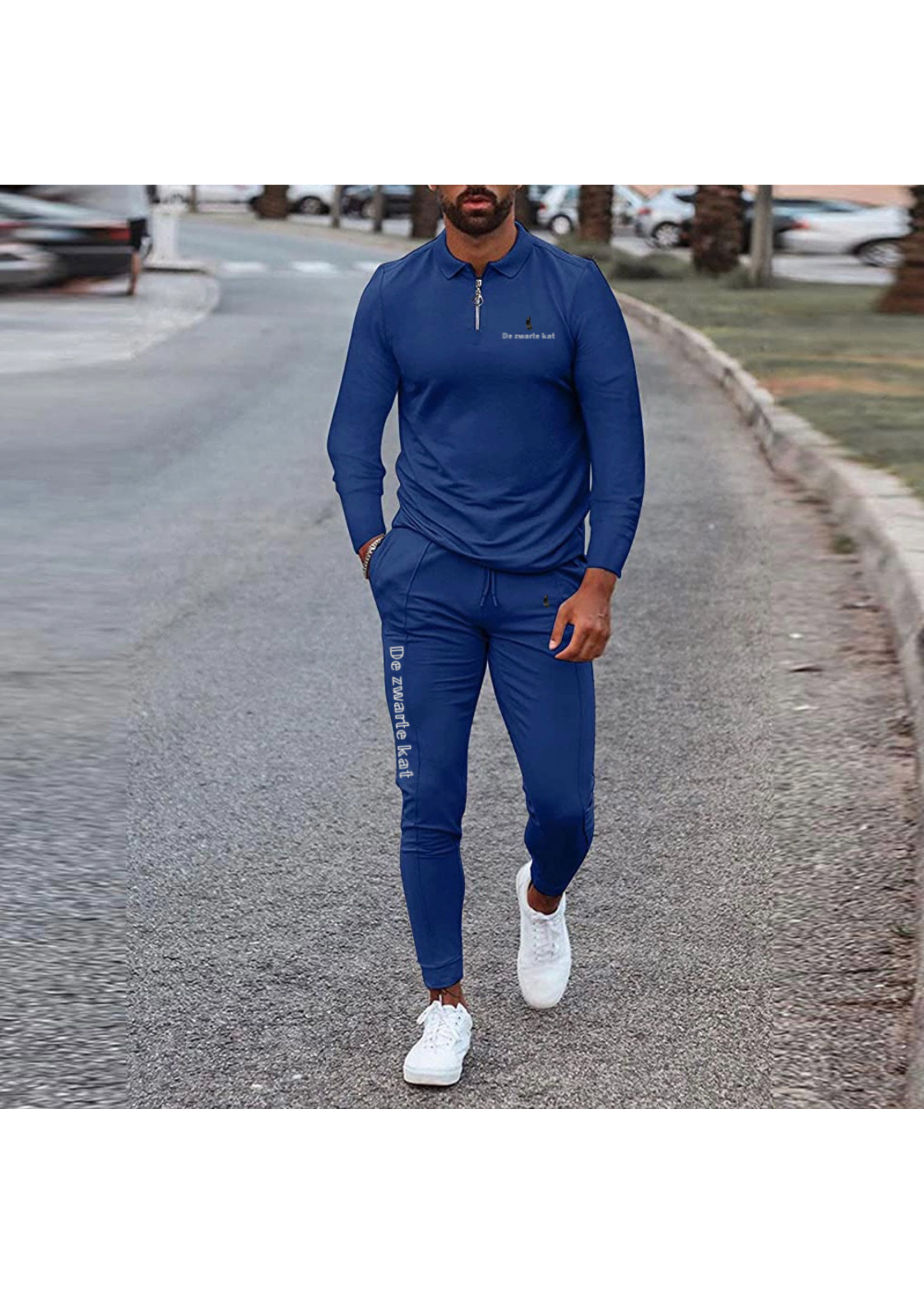 De zwarte kat Training Slijtage Jogger Sets Zweetkostuums Lange Mouw Mannen Trainingspak